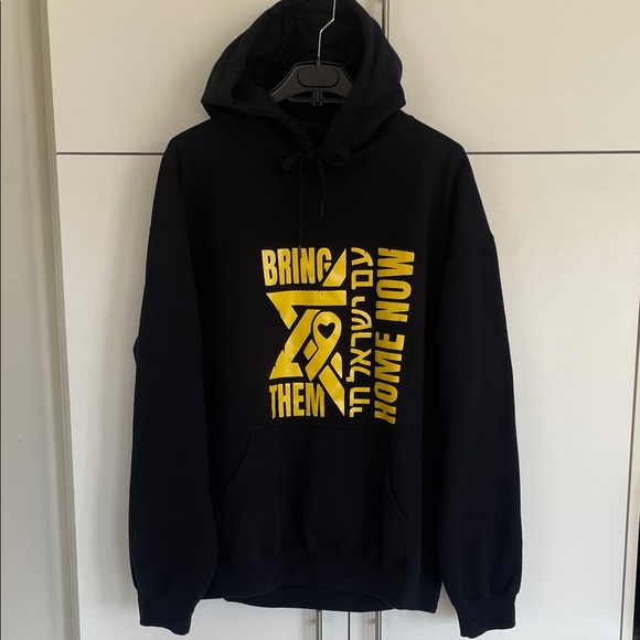 NWOT: BRING THEM HOME NOW Black Hoodie with Yellow Print NEW - Picture 4 of 16